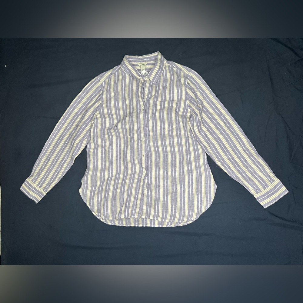 Woman’s  Long Sleeve Striped Button-Down Shirt – Casual Classic Style